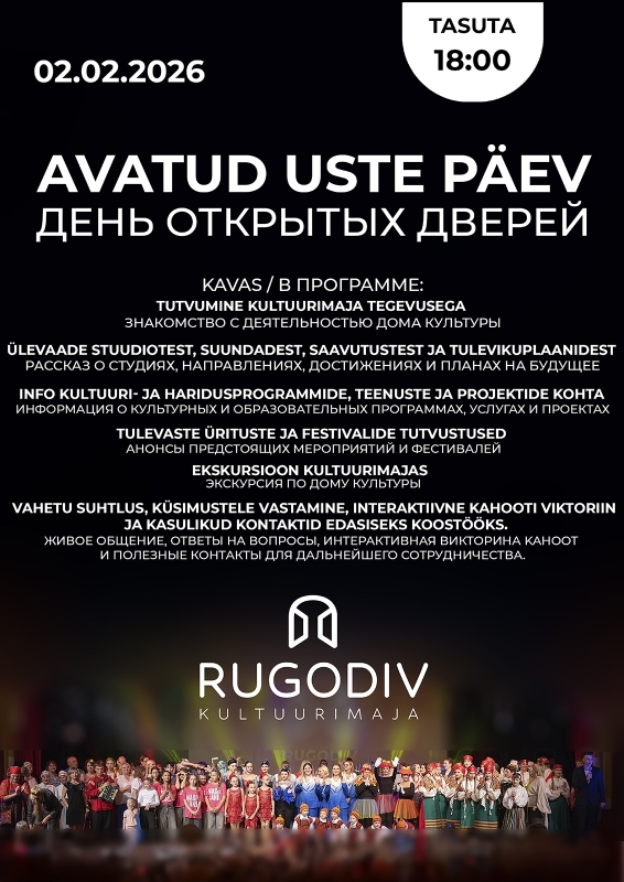 Avame Narva Kultuurimaja Rugodivi uksed!